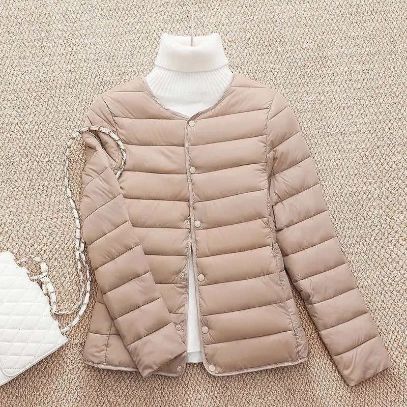 New Arrivlas Woemn Winter Warm White Duck Down Liner Puffer Jackets Female Korean Slim Fit O-neck Variable V-neck Down Coat