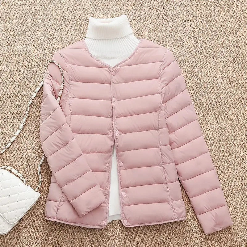 New Arrivlas Woemn Winter Warm White Duck Down Liner Puffer Jackets Female Korean Slim Fit O-neck Variable V-neck Down Coat