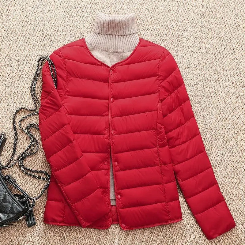 New Arrivlas Woemn Winter Warm White Duck Down Liner Puffer Jackets Female Korean Slim Fit O-neck Variable V-neck Down Coat
