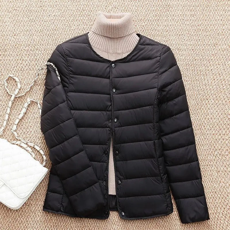 New Arrivlas Woemn Winter Warm White Duck Down Liner Puffer Jackets Female Korean Slim Fit O-neck Variable V-neck Down Coat