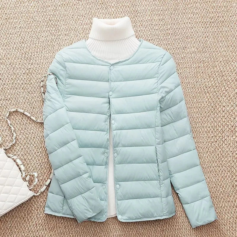 New Arrivlas Woemn Winter Warm White Duck Down Liner Puffer Jackets Female Korean Slim Fit O-neck Variable V-neck Down Coat