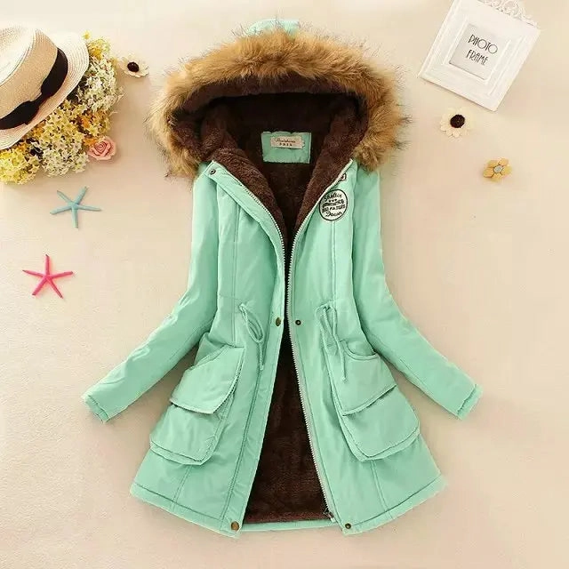 New Autumn Winter Women Cotton Jacket Padded Hooded Parkas