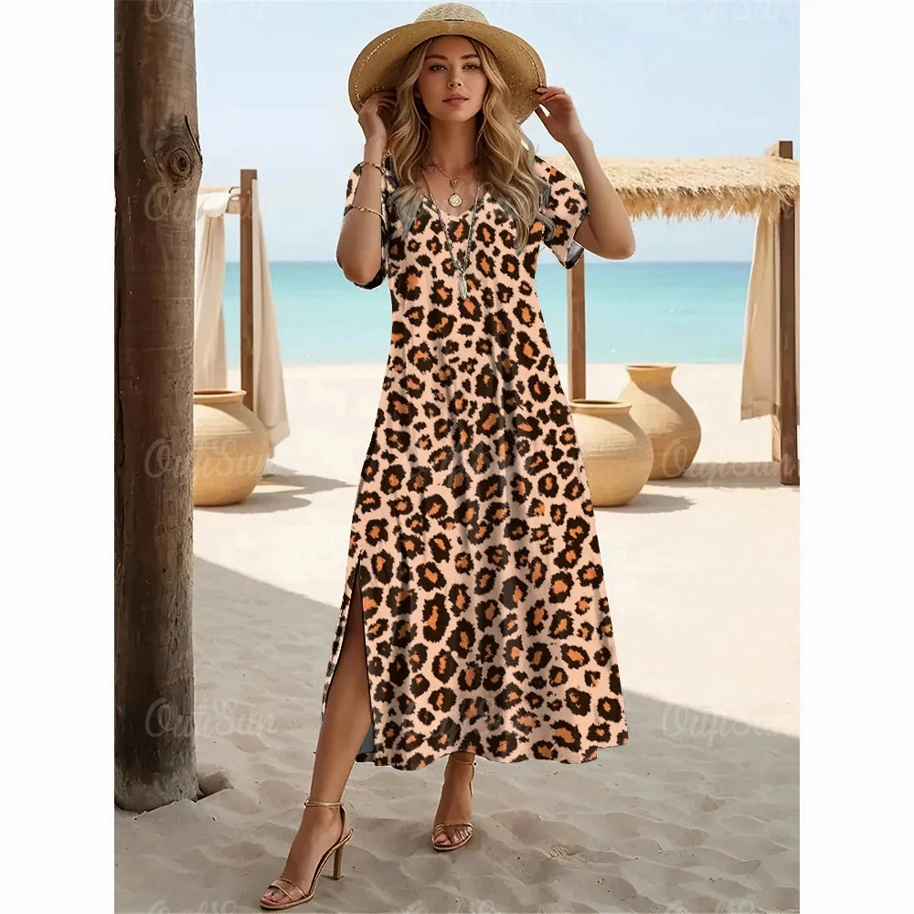 New Colorful Leopard Print Dresses For Women Plus Size Fashion