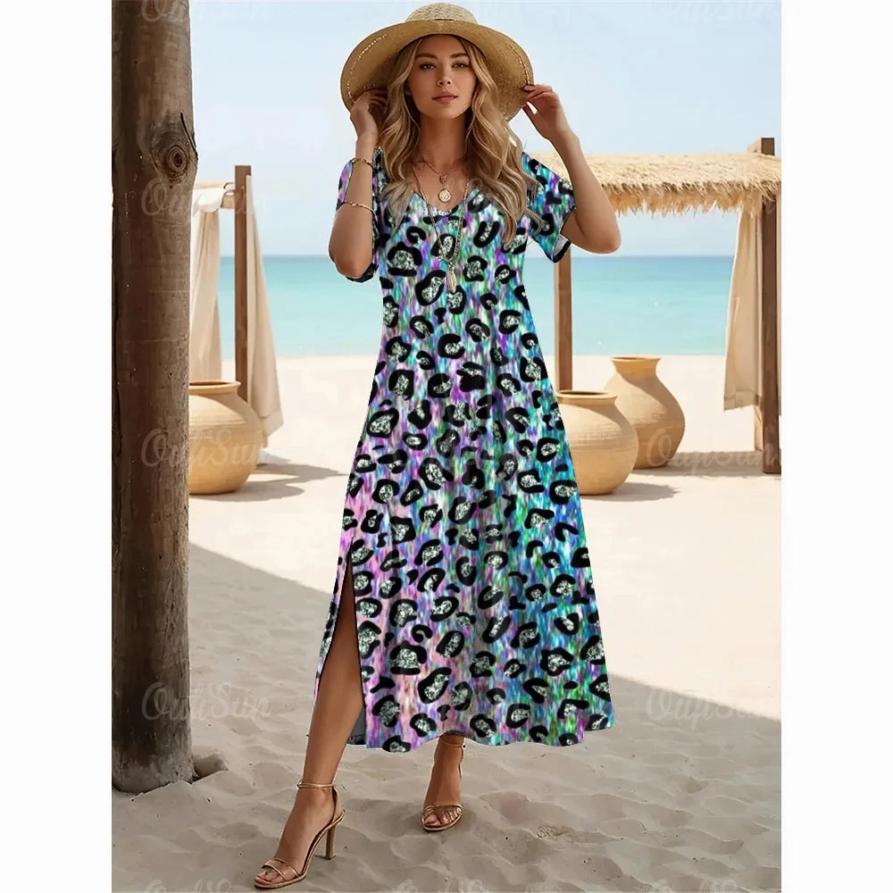 New Colorful Leopard Print Dresses For Women Plus Size Fashion