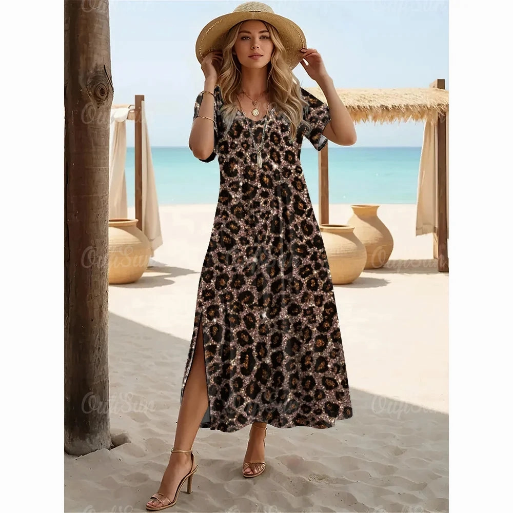 New Colorful Leopard Print Dresses For Women Plus Size Fashion