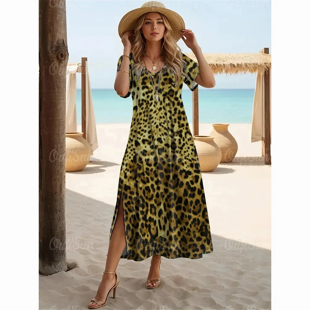 New Colorful Leopard Print Dresses For Women Plus Size Fashion
