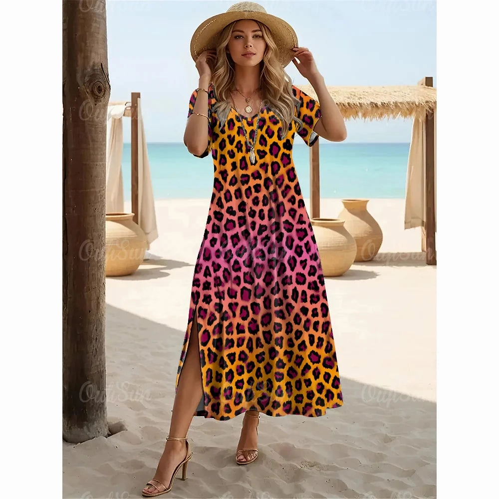 New Colorful Leopard Print Dresses For Women Plus Size Fashion