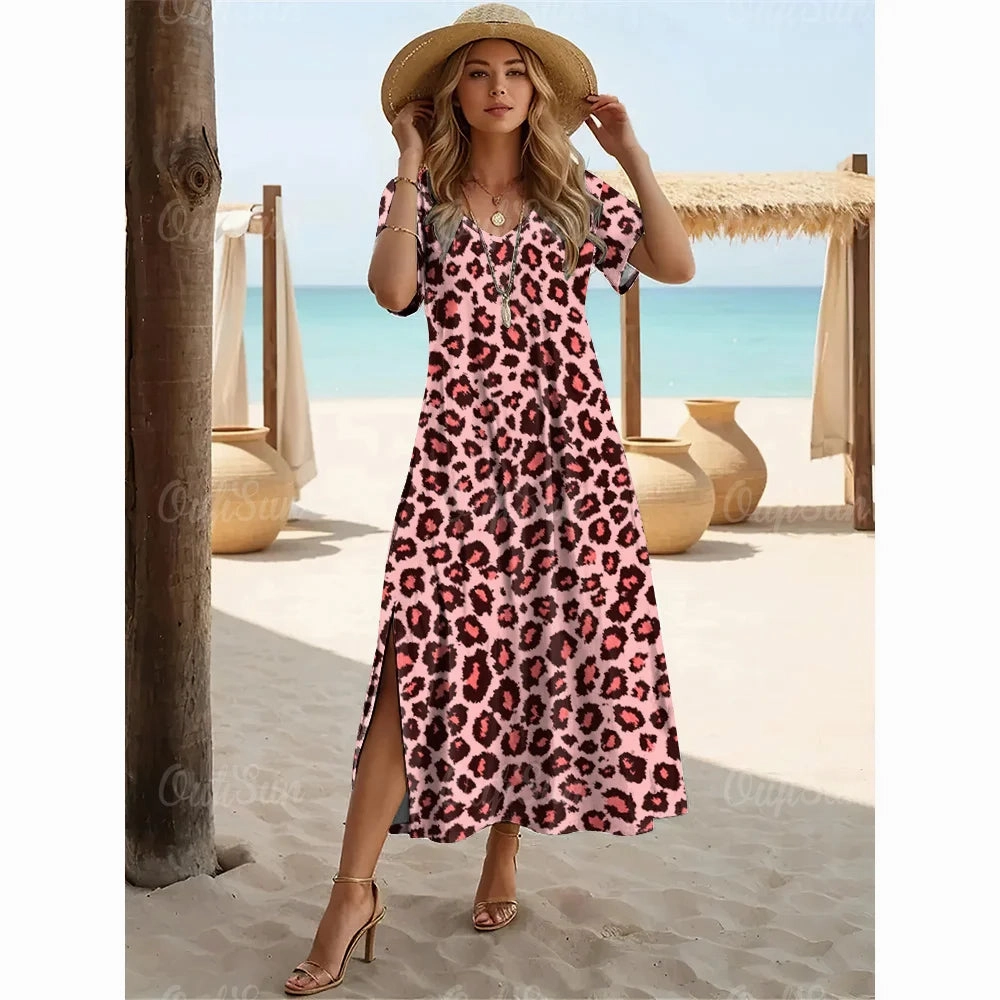 New Colorful Leopard Print Dresses For Women Plus Size Fashion
