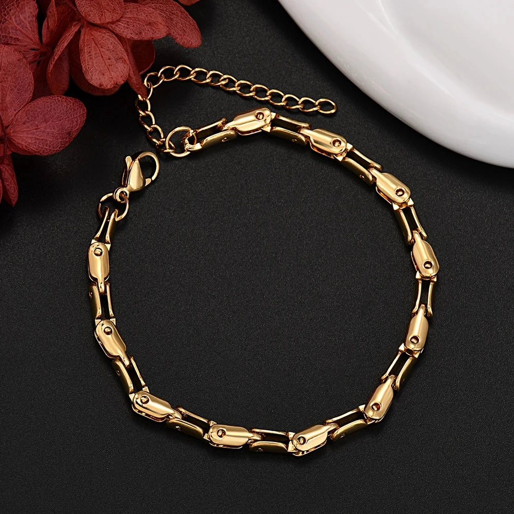 New Fashion 925 Silver Plated 18K Gold Filled Unique Chain Bracelets for Men Women Wedding Party Gift