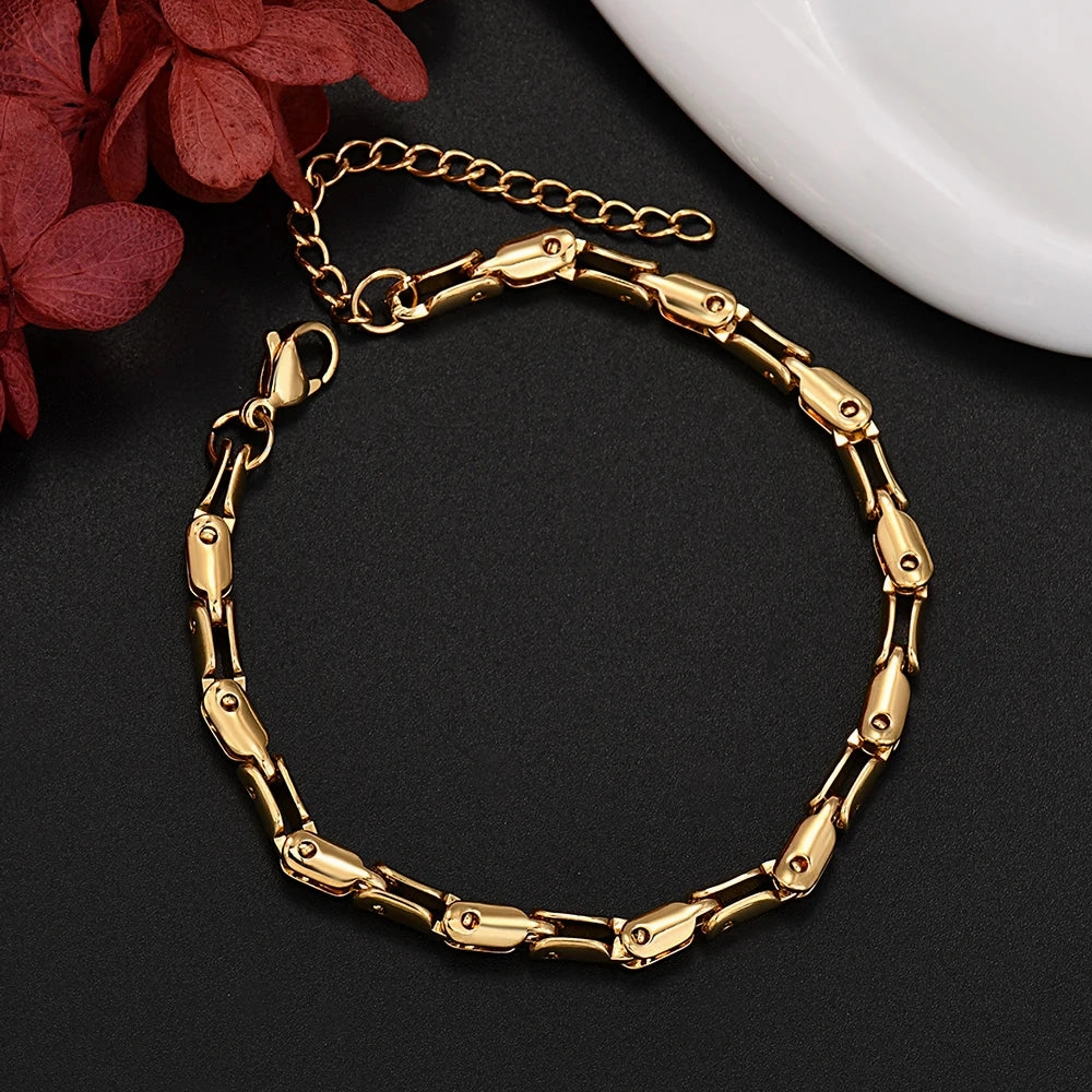 New Fashion 925 Silver Plated 18K Gold Filled Unique Chain Bracelets for Men Women Wedding Party Gift