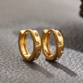 New Fashion CZ Zircon Mini Tiny Hoop Earrings Gold Plated