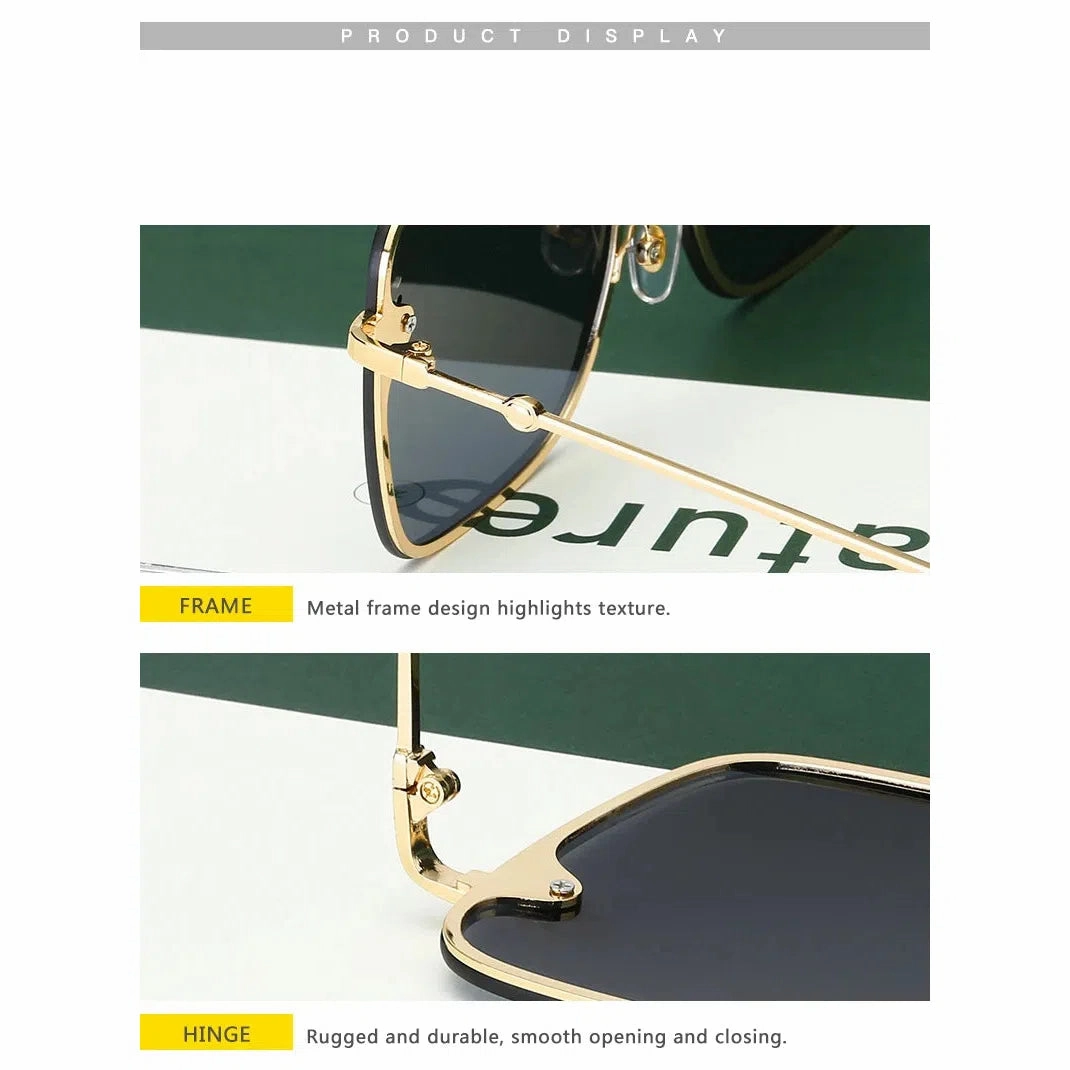 New Fashion Lady Oversize Rimless Square Bee Sunglasses UV400