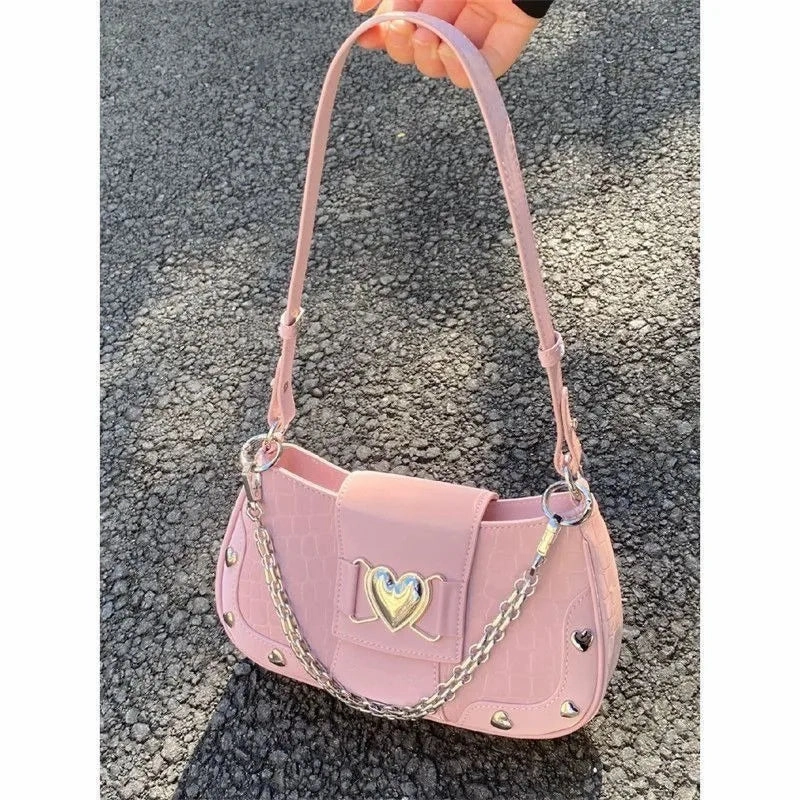 New Fashion Shoulder Bag PU Bags for Women Cool Pink Crossbody