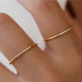 New Fashion Stainless Steel Cubic Zirconia Thin Finger Ring