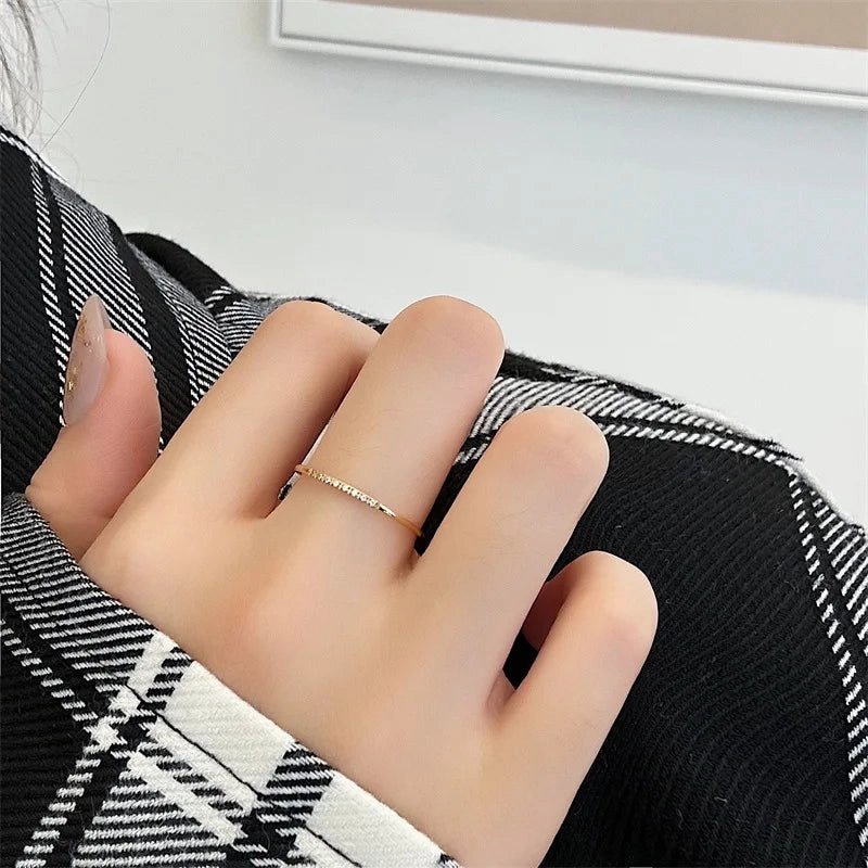 New Fashion Stainless Steel Cubic Zirconia Thin Finger Ring