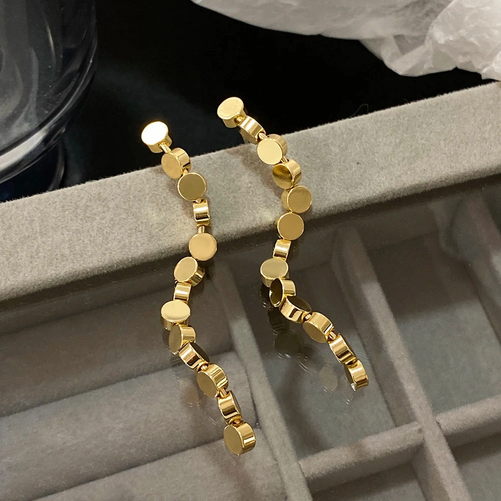 New Geometry S-shaped Curve Drop Earrings Gold Plated Twist