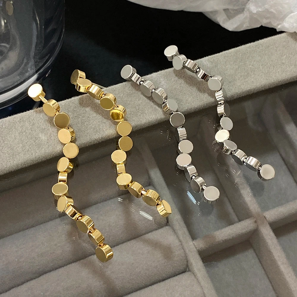 New Geometry S-shaped Curve Drop Earrings Gold Plated Twist