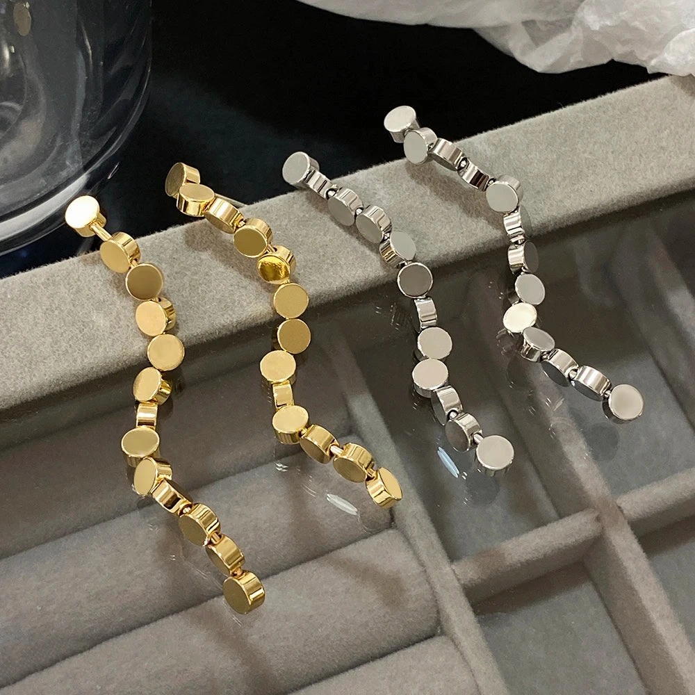 New Geometry S-shaped Curve Drop Earrings Gold Plated Twist