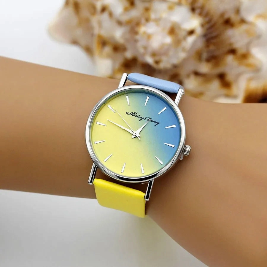 New Ladies Casual Gradient Ramp Clock Luxury Quartz Watch