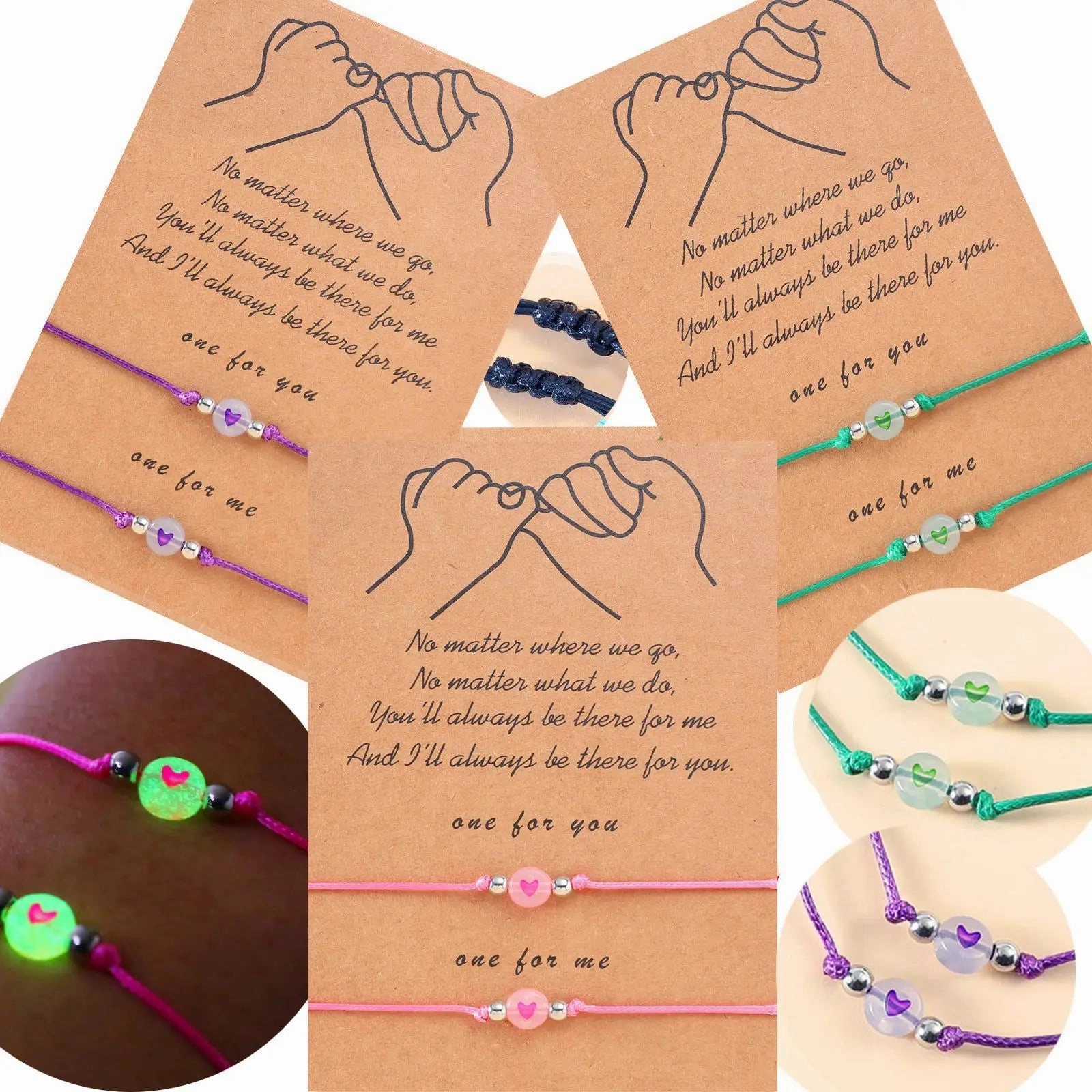 New Nightlight Bracelet Heart Shaped Beads Multi Color Gift