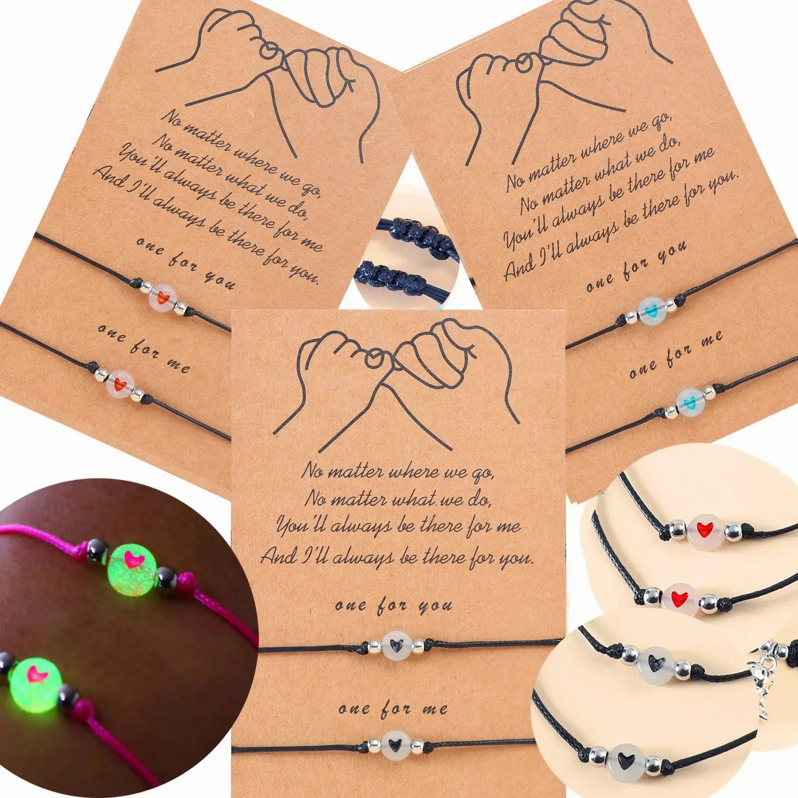 New Nightlight Bracelet Heart Shaped Beads Multi Color Gift