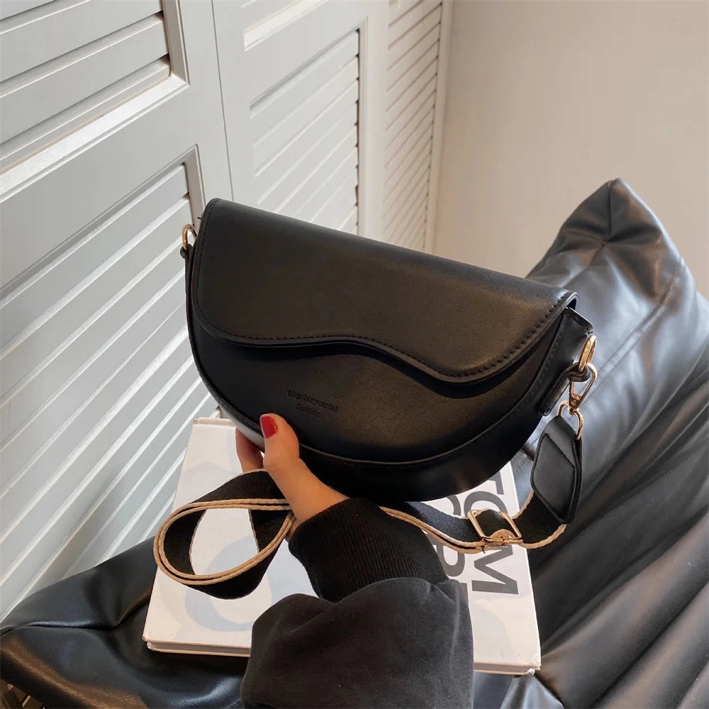 New Pu Leather Women's Crossbody Bag with Red Strap Style