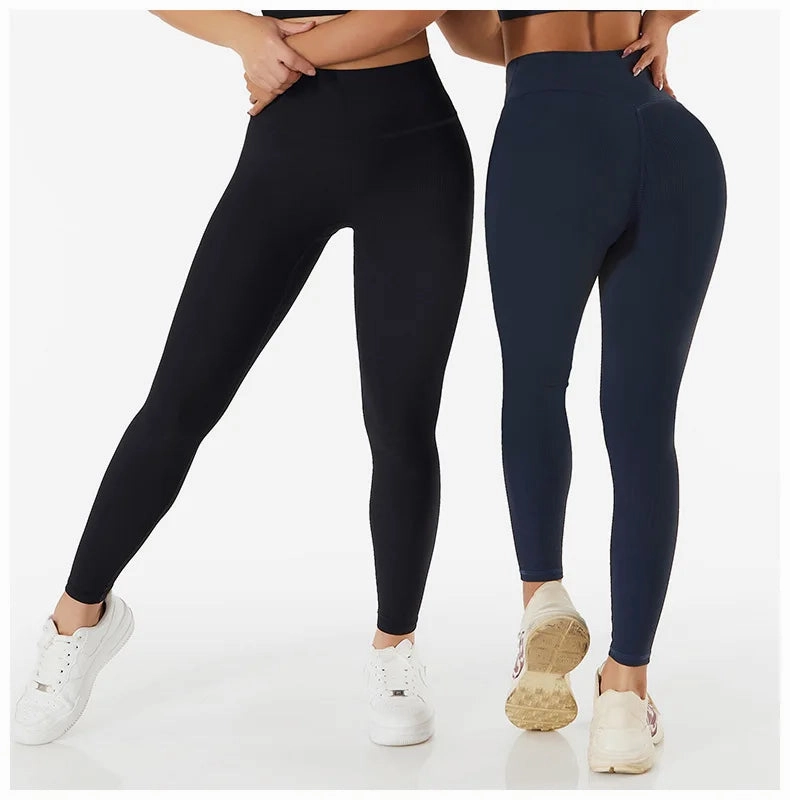 New Ribbed Seamless Yoga Pants High Waist Leggings Tummy Control