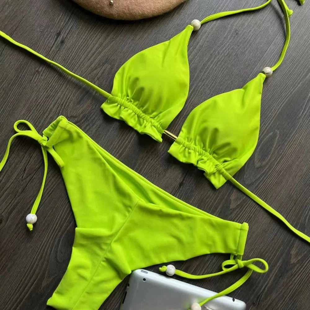 New Sexy Triangle Bathing Suit Women Halter Beach Bikini Set