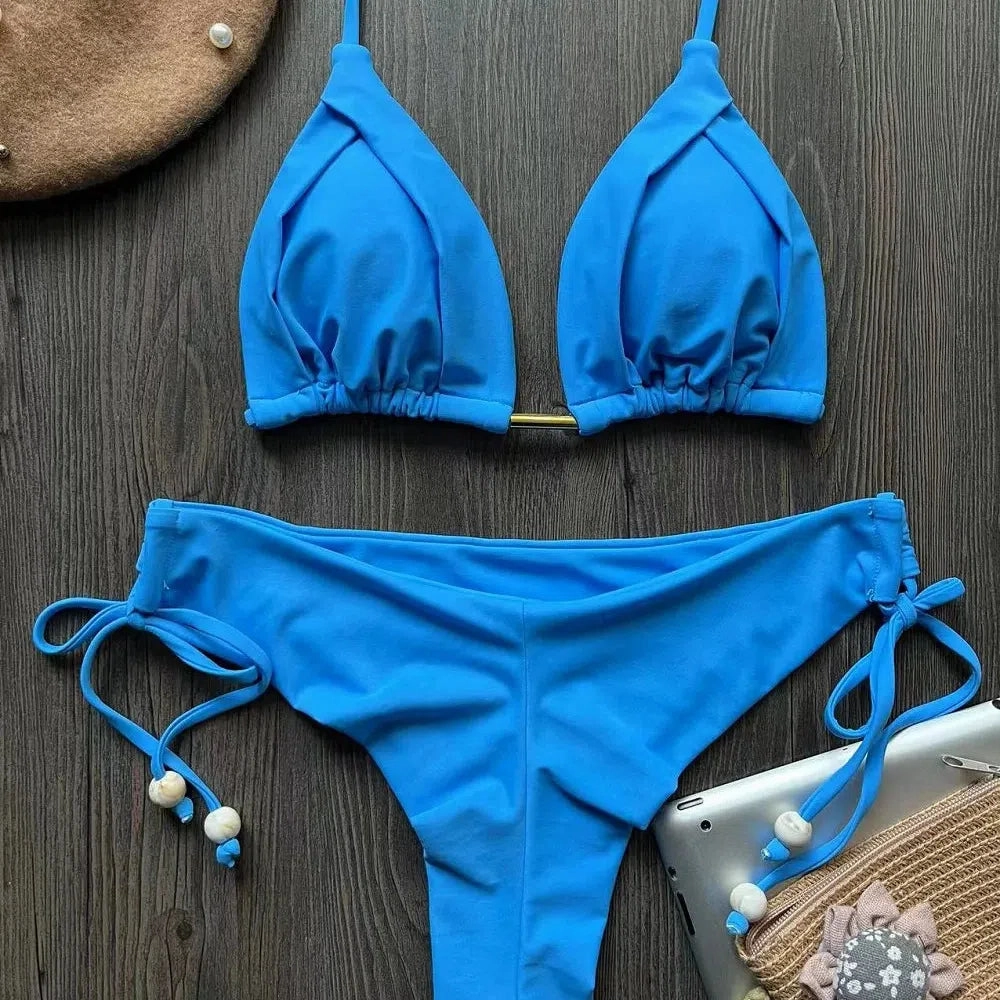 New Sexy Triangle Bathing Suit Women Halter Beach Bikini Set