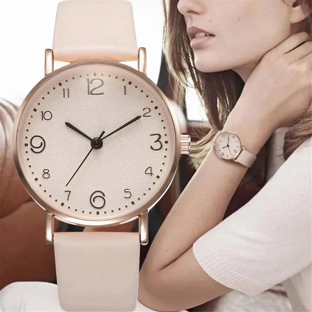 New Simple Vintage Digital Face Leather Belt Woman Watch
