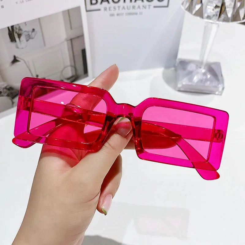 New Small Frame Rectangle Sunglasses Women's Fashion Jelly Color UV400 Eyewear for Summer Travel