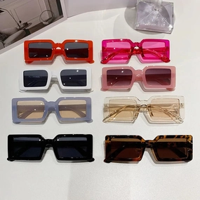 New Small Frame Rectangle Sunglasses Women's Fashion Jelly Color UV400 Eyewear for Summer Travel