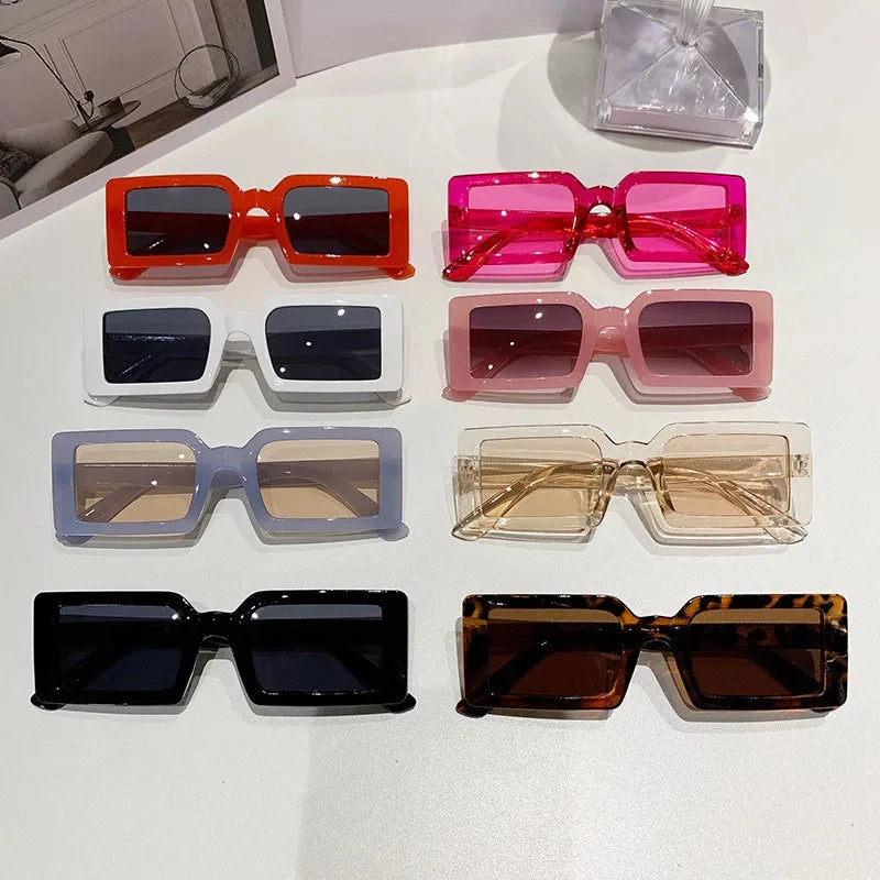 New Small Frame Rectangle Sunglasses Women's Fashion Jelly Color UV400 Eyewear for Summer Travel