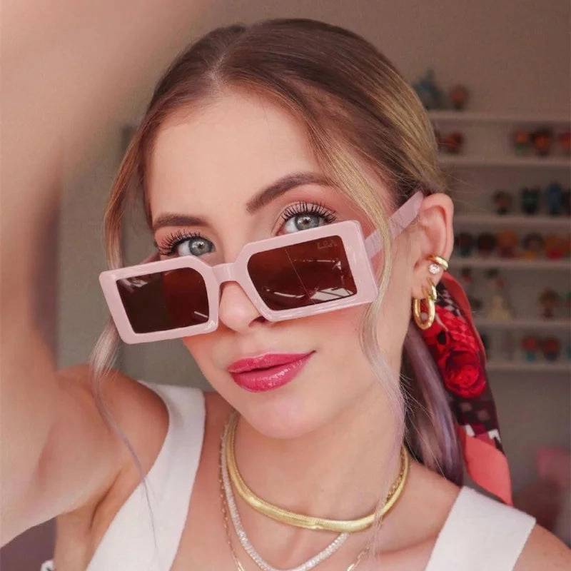 New Small Frame Rectangle Sunglasses Women's Fashion Jelly Color UV400 Eyewear for Summer Travel