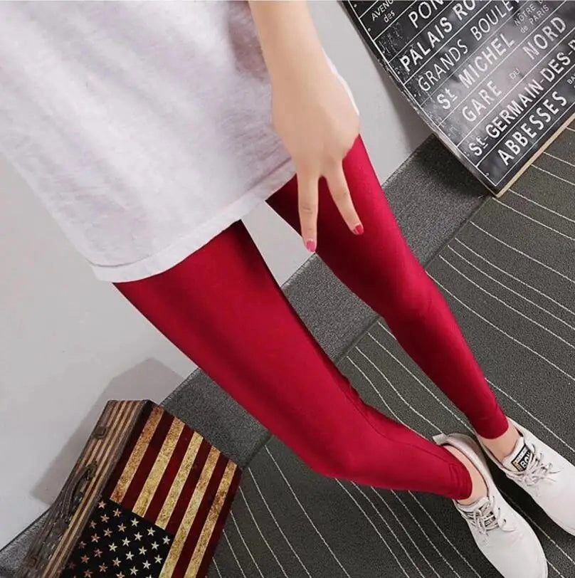 New Spring Solid Candy Neon Leggings for Women High Stretch Leggings for Comfort and Style
