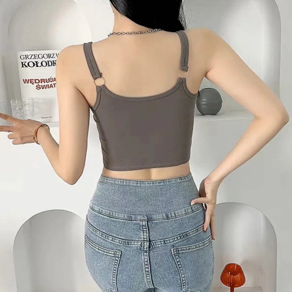 New Spring Summer Sexy Print Letter Irregular Crop Top