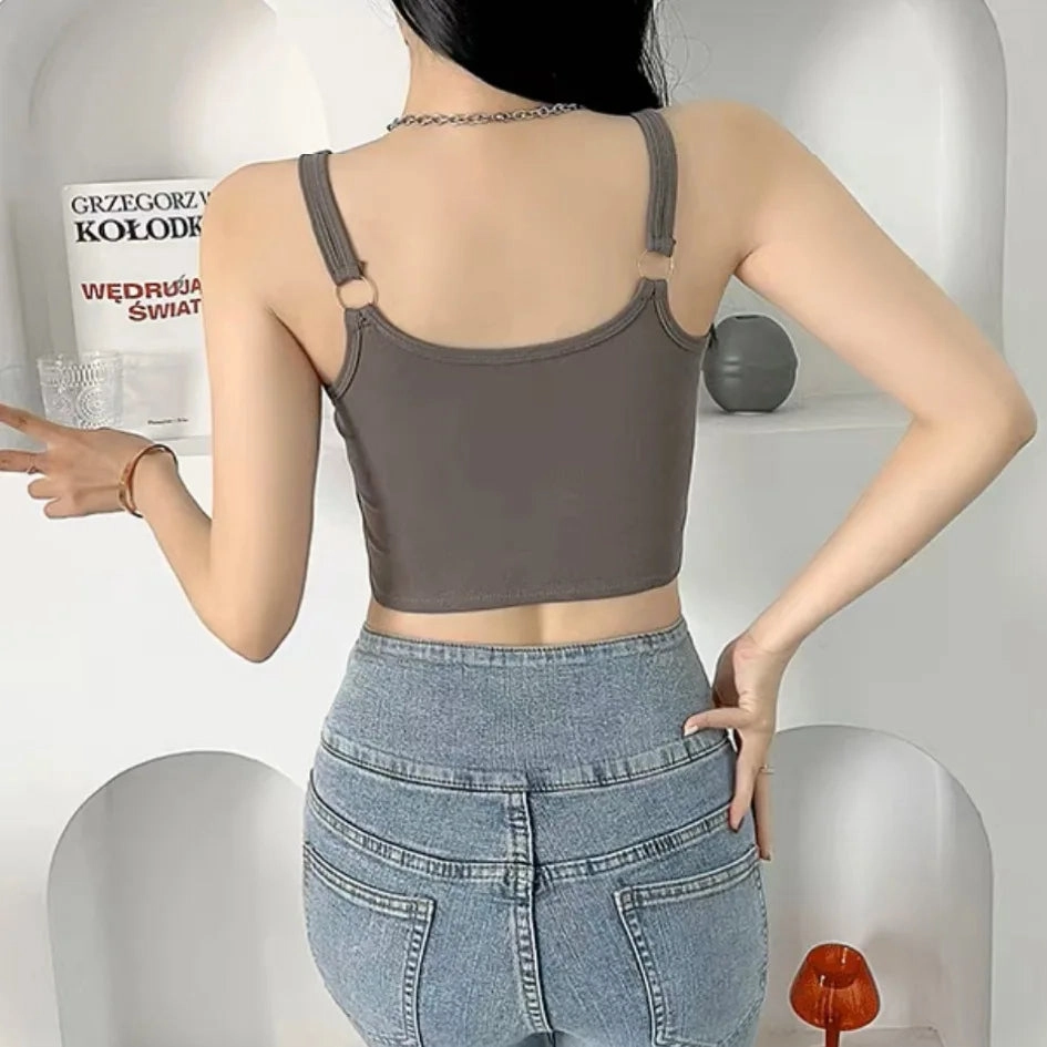 New Spring Summer Sexy Print Letter Irregular Crop Top