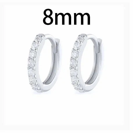 New Stainless Steel Link Chain Hoop Earrings with Zirconia