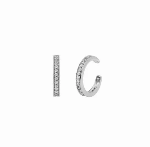 New Stainless Steel Link Chain Hoop Earrings with Zirconia