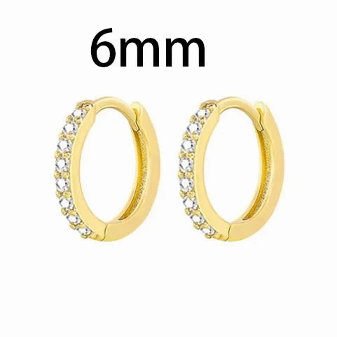 New Stainless Steel Link Chain Hoop Earrings with Zirconia
