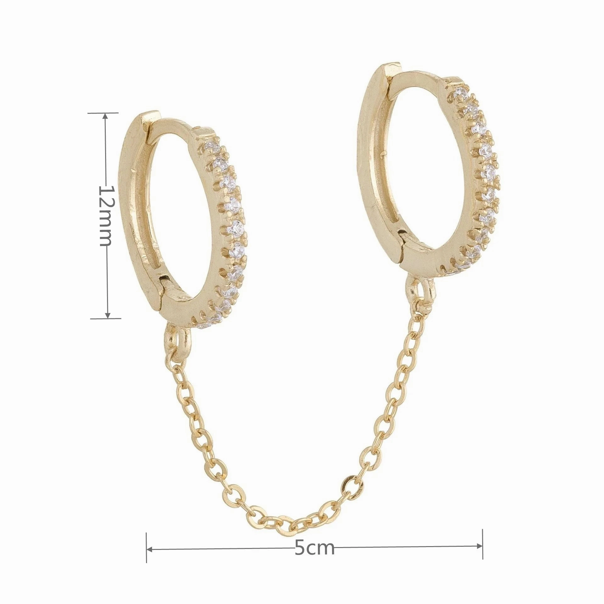 New Stainless Steel Link Chain Hoop Earrings with Zirconia