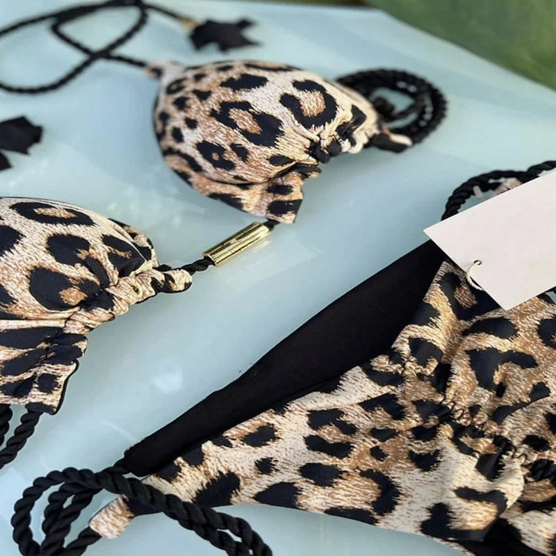 New Swimming Suit for Foreign Trade in Europe, America, Sexy Color Contrast Knitted Bikini High Waist Split Women's Swimmin
