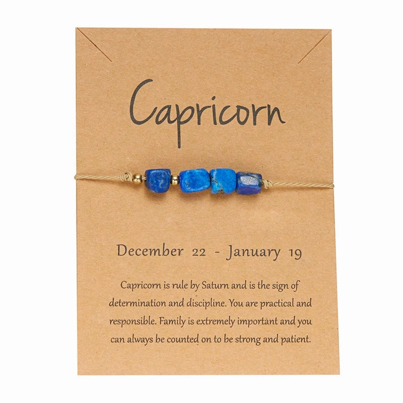 New Trendy 12 Constellation Couple Bracelets For Women Natural Stone Hand Woven Rope Bracelet Aries Taurus Friendship Jewelry