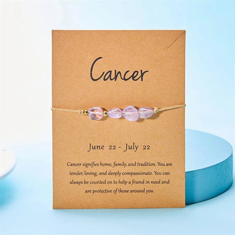 New Trendy 12 Constellation Couple Bracelets For Women Natural Stone Hand Woven Rope Bracelet Aries Taurus Friendship Jewelry
