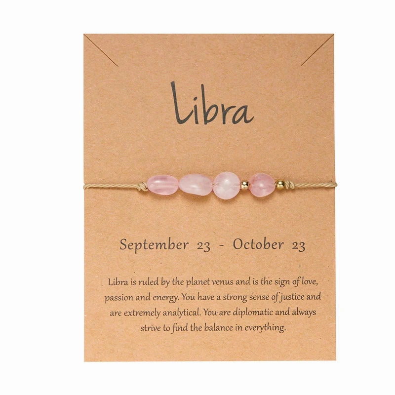 New Trendy 12 Constellation Couple Bracelets For Women Natural Stone Hand Woven Rope Bracelet Aries Taurus Friendship Jewelry