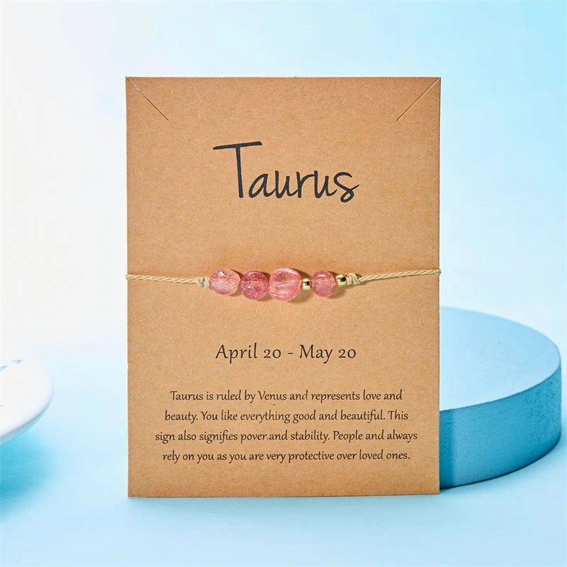 New Trendy 12 Constellation Couple Bracelets For Women Natural Stone Hand Woven Rope Bracelet Aries Taurus Friendship Jewelry