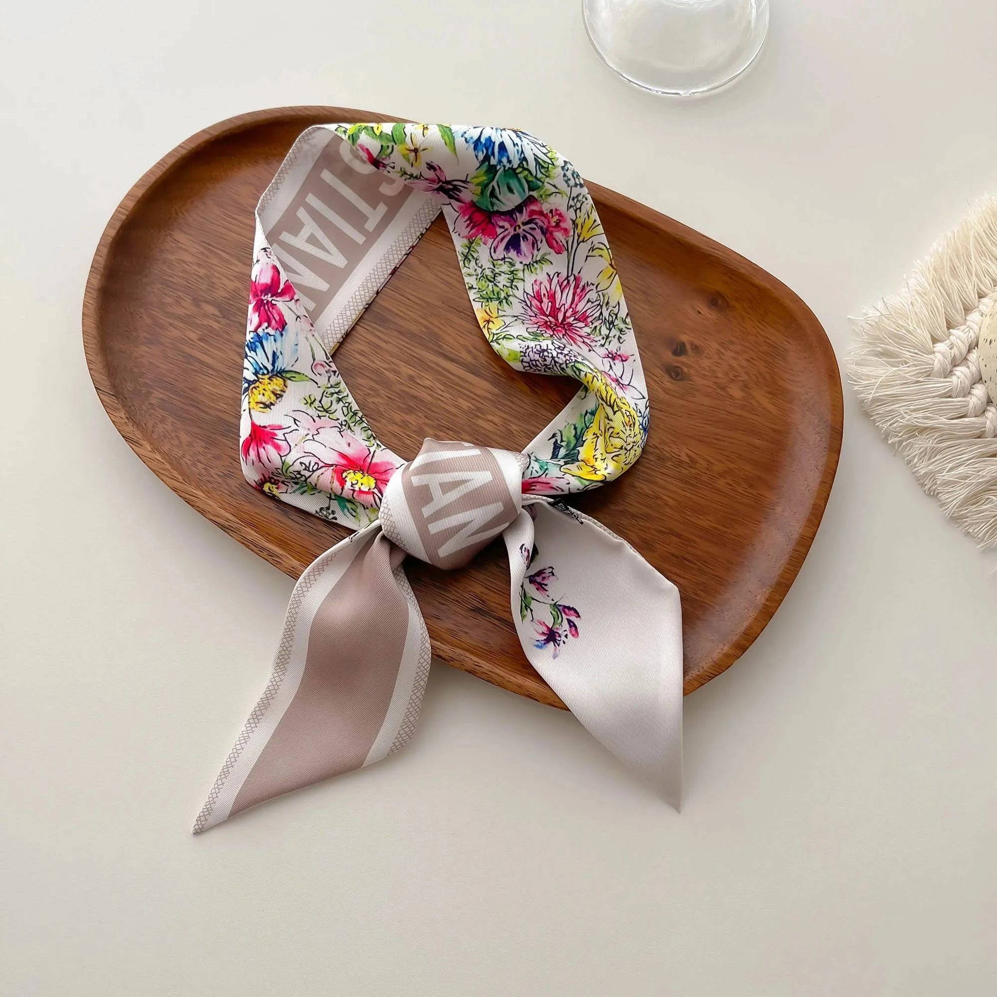 New Twill Silk Scarf D Home Silk Scarf Tied Bag Ribbon Headband High-end Gift