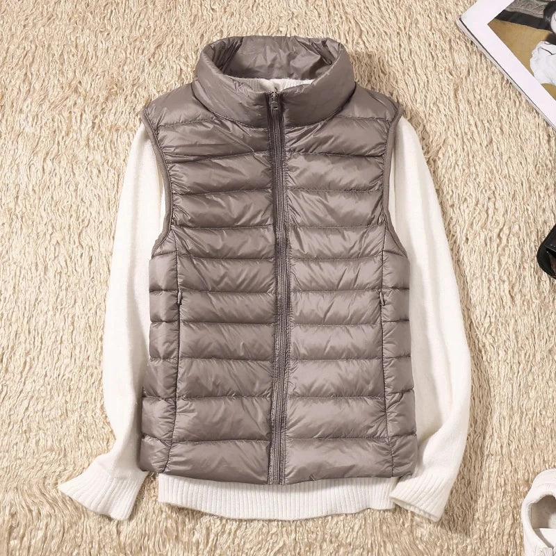 New Women Sleeveless Ultra Light Down Vest Slim Jacket