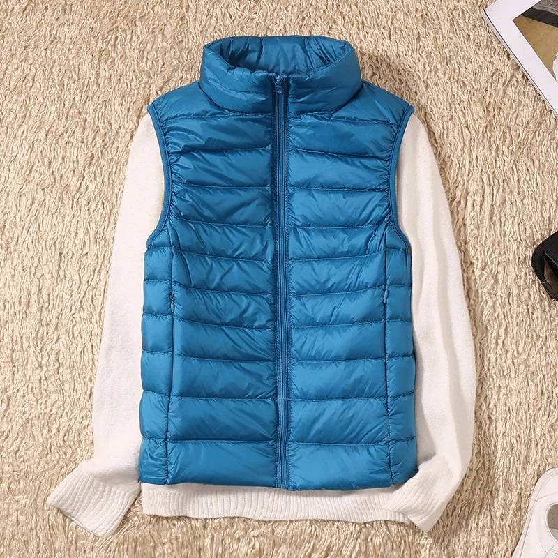 New Women Sleeveless Ultra Light Down Vest Slim Jacket
