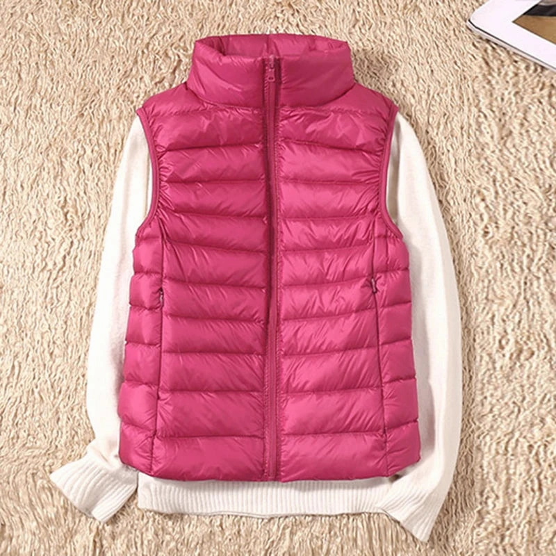 New Women Sleeveless Ultra Light Down Vest Slim Jacket